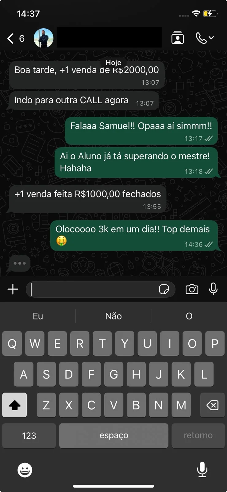 Samuel — R$3.000 em um dia