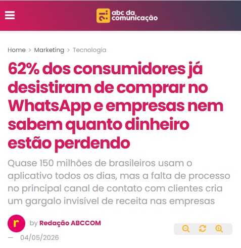 62% dos consumidores já desistiram de comprar no WhatsApp